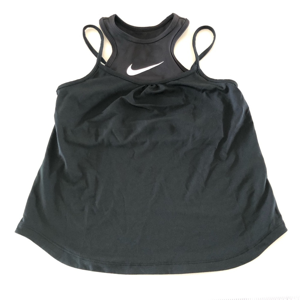 Nike Black Double-Strap Racerback Tank Medium Athletic workout built in bra